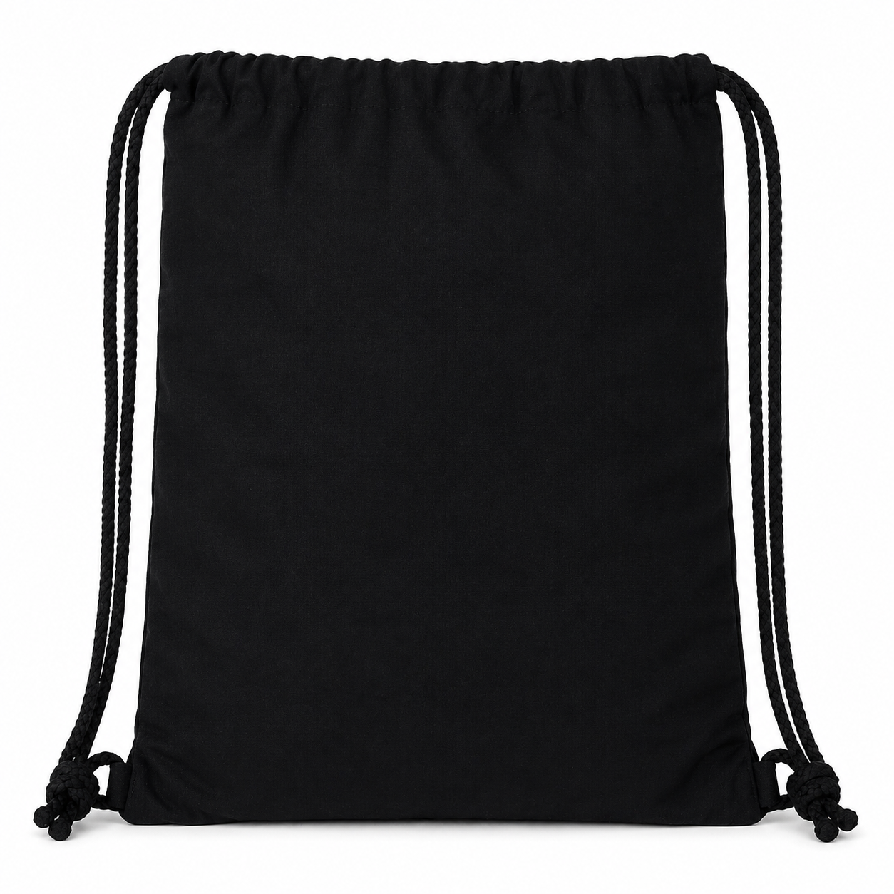 Plain black back of the Glow-in-the-Dark Alien Drawstring Bag with braided drawstring straps