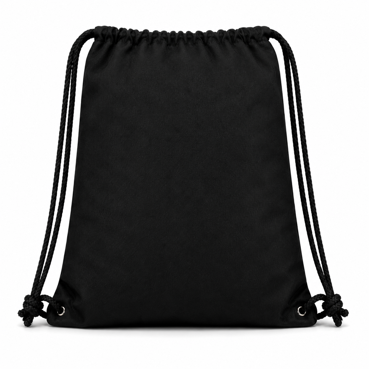 Back view of the Glow-in-the-Dark T-Rex Drawstring Backpack with black water-resistant exterior and drawstring straps