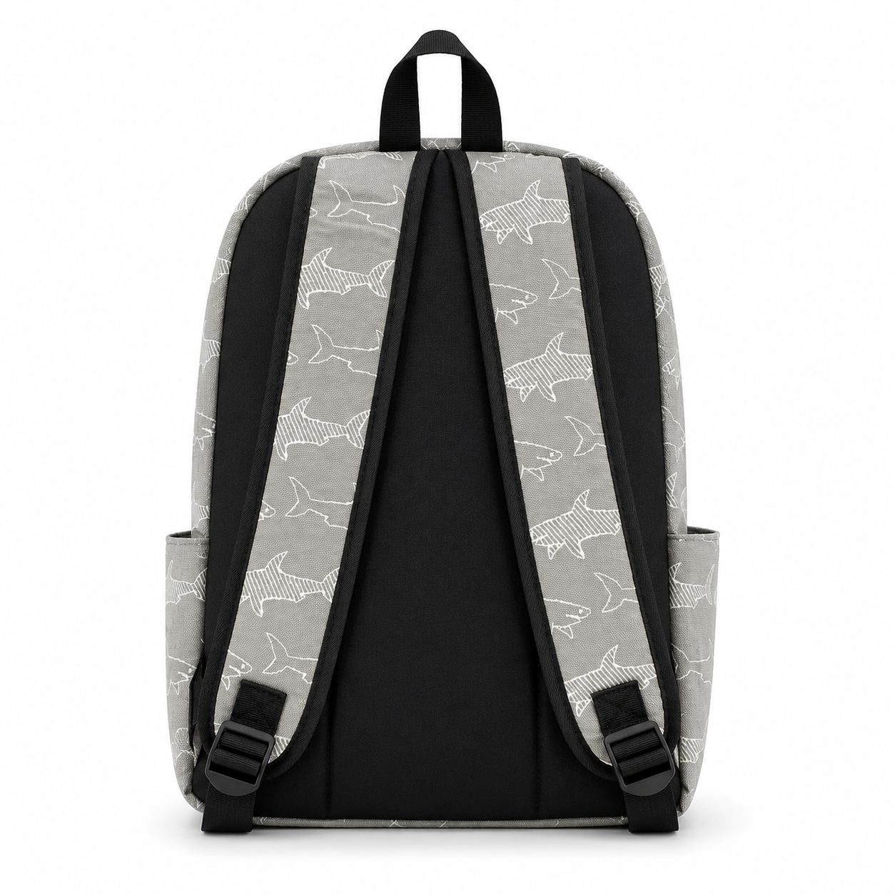 Back view of Great White Shark backpack with adjustable shoulder straps