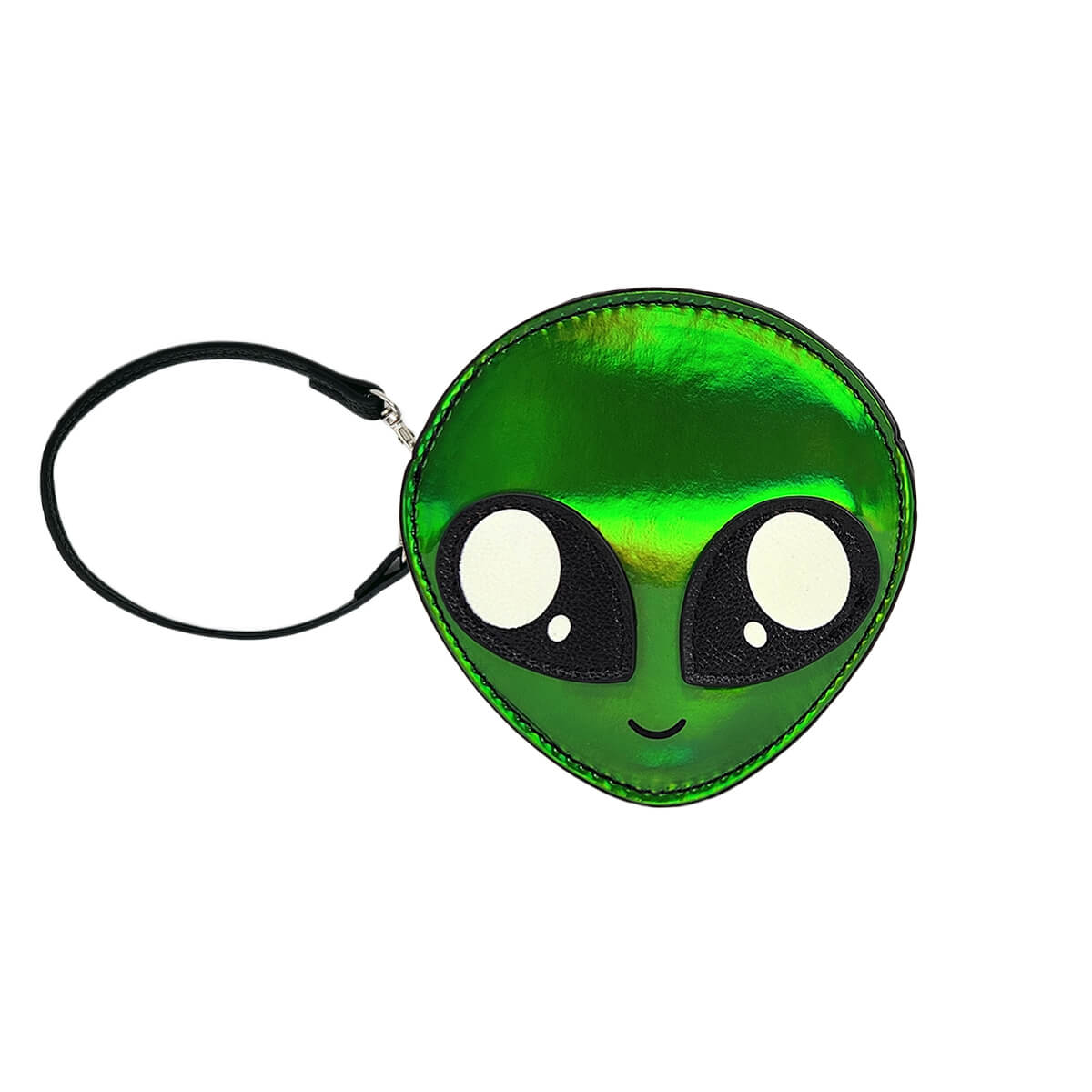 Alien Face Mini Wristlet, Green, Front | Pakapalooza