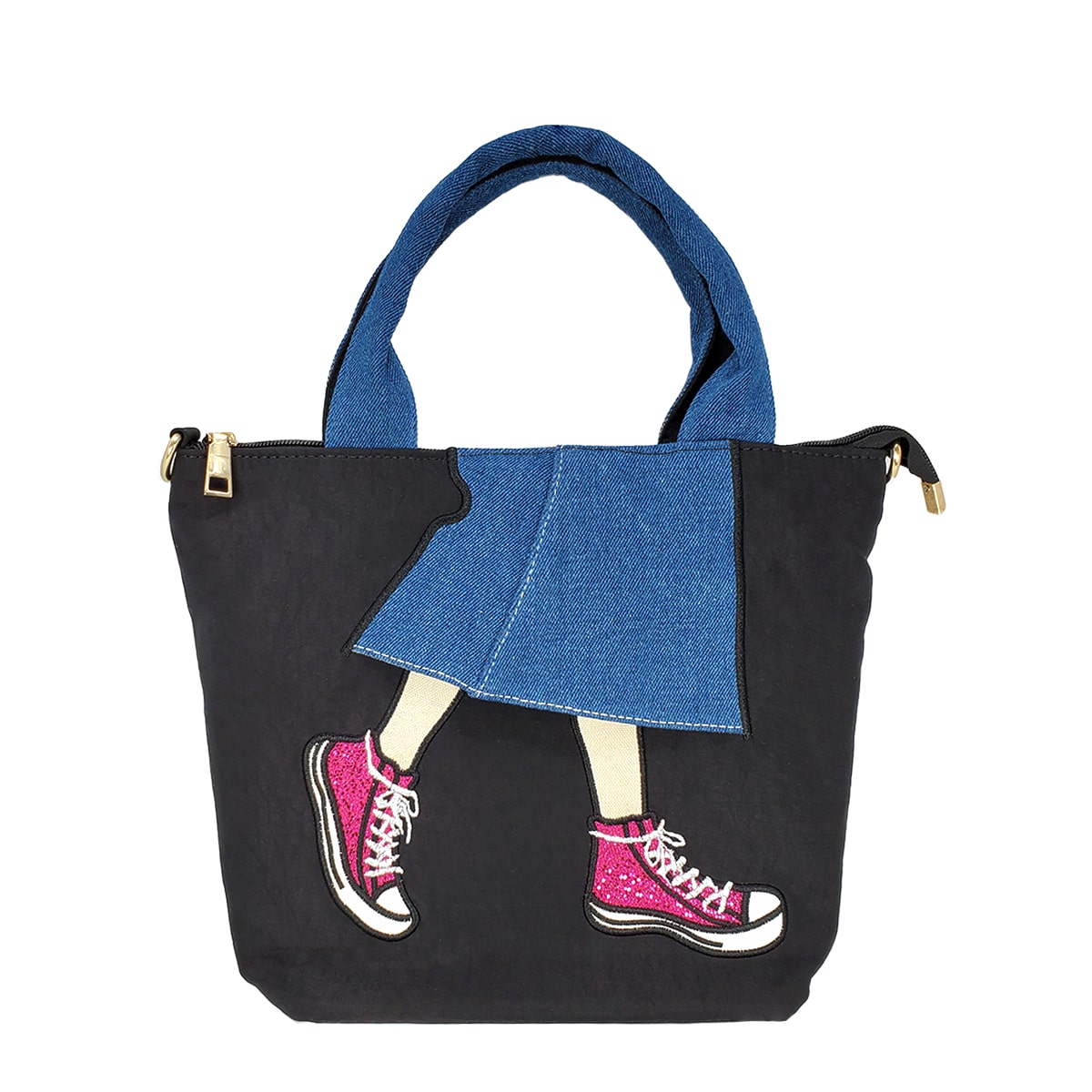 Denim Skirt Tote Bag, Front Black | Pakapalooza