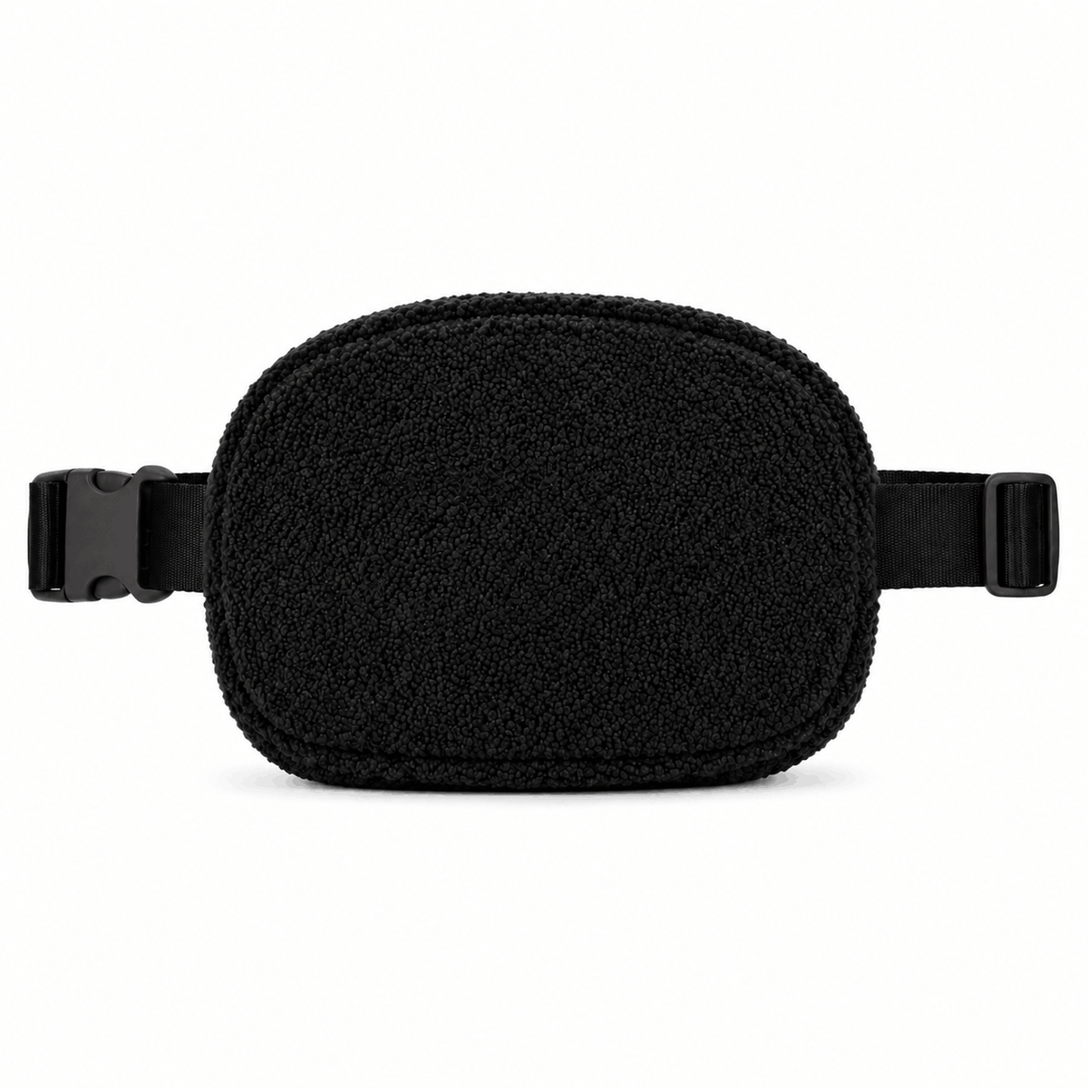 Back view of the Black Fleece Belt Bag with adjustable black strap
