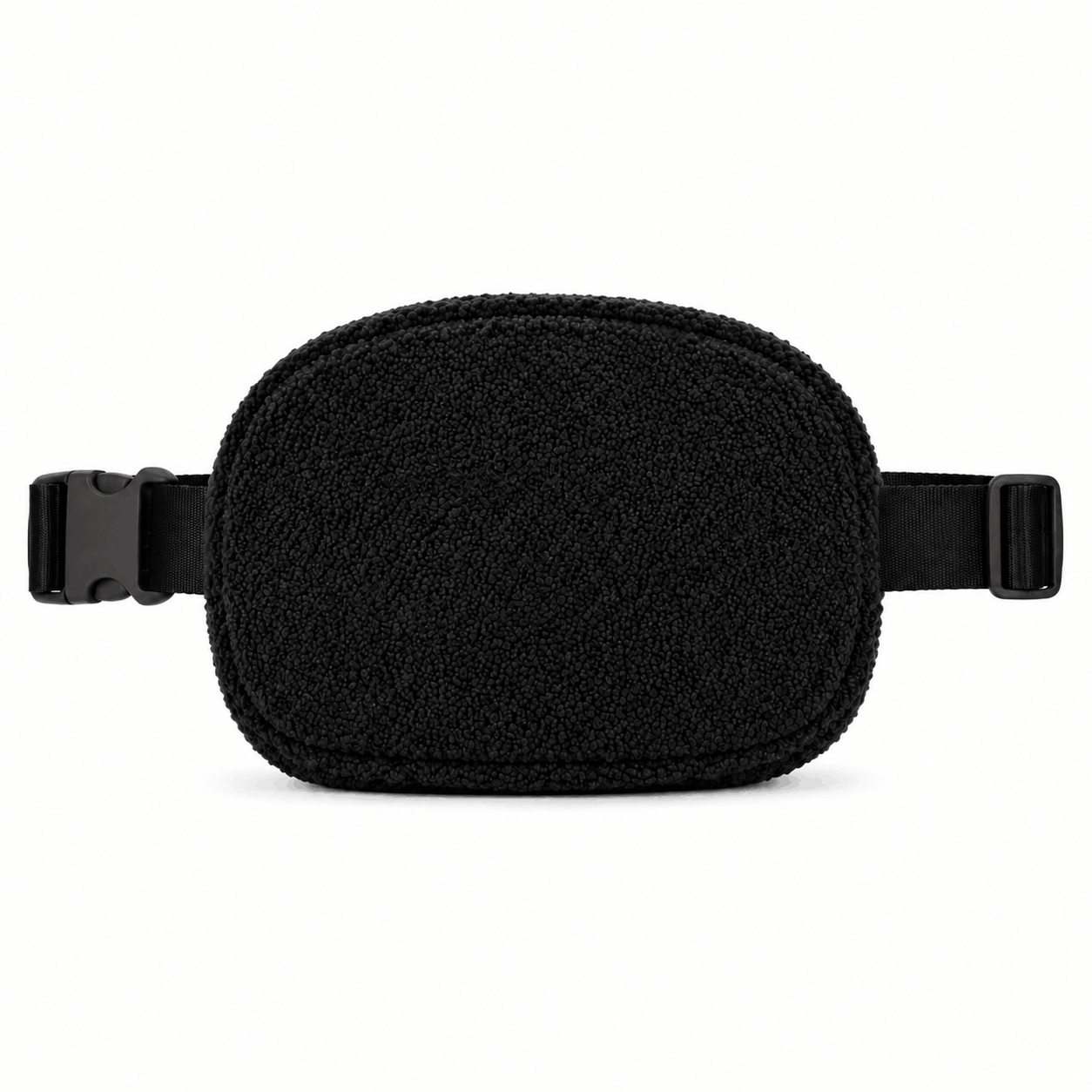 Back view of the Black Fleece Belt Bag with adjustable black strap