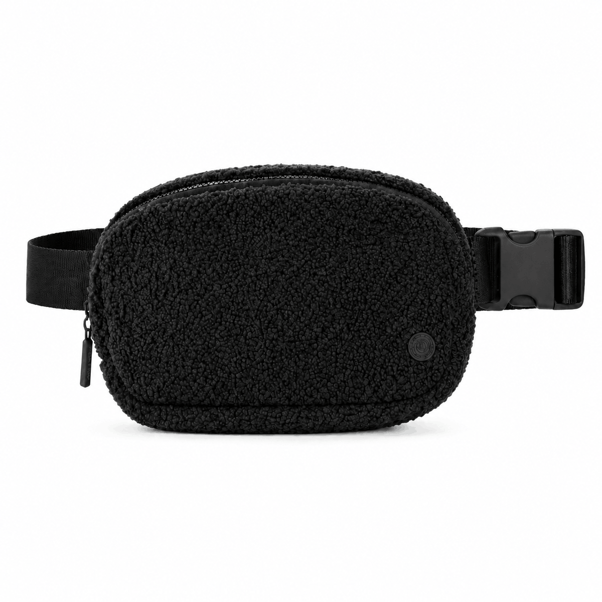 Black Fleece Belt Bag with matching black strap and zipper