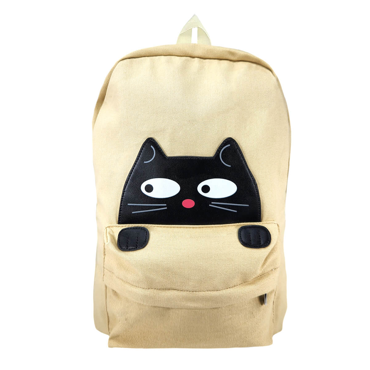 Beige Handbags by Sleepyville Critters - Beige Peeking Cat Backpack
