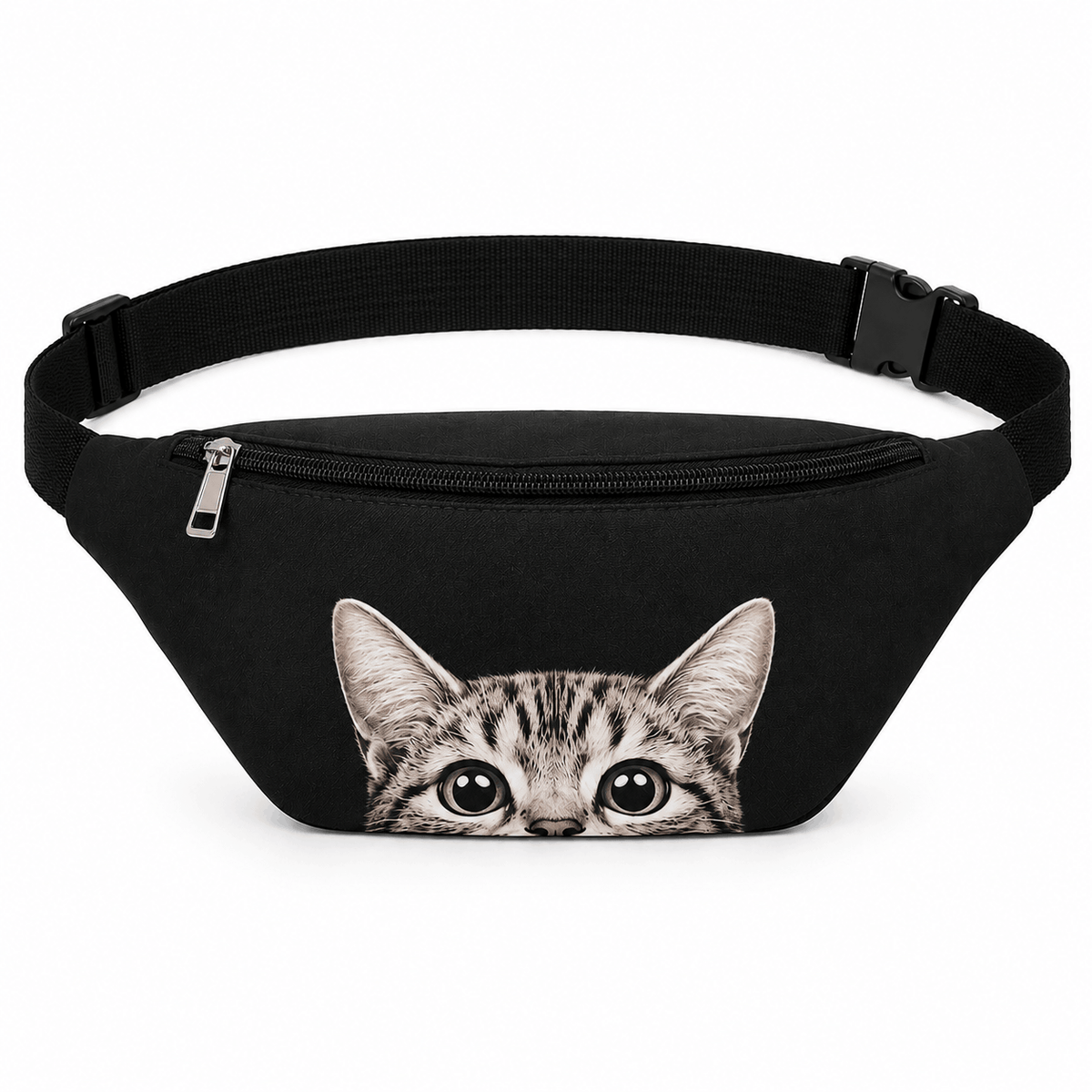 Cat fanny pack with adorable peeking cat design