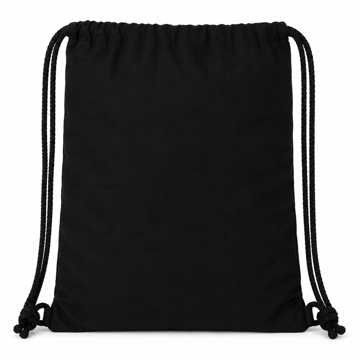 Plain black back of the Glow-in-the-Dark Alien Drawstring Bag with braided drawstring straps