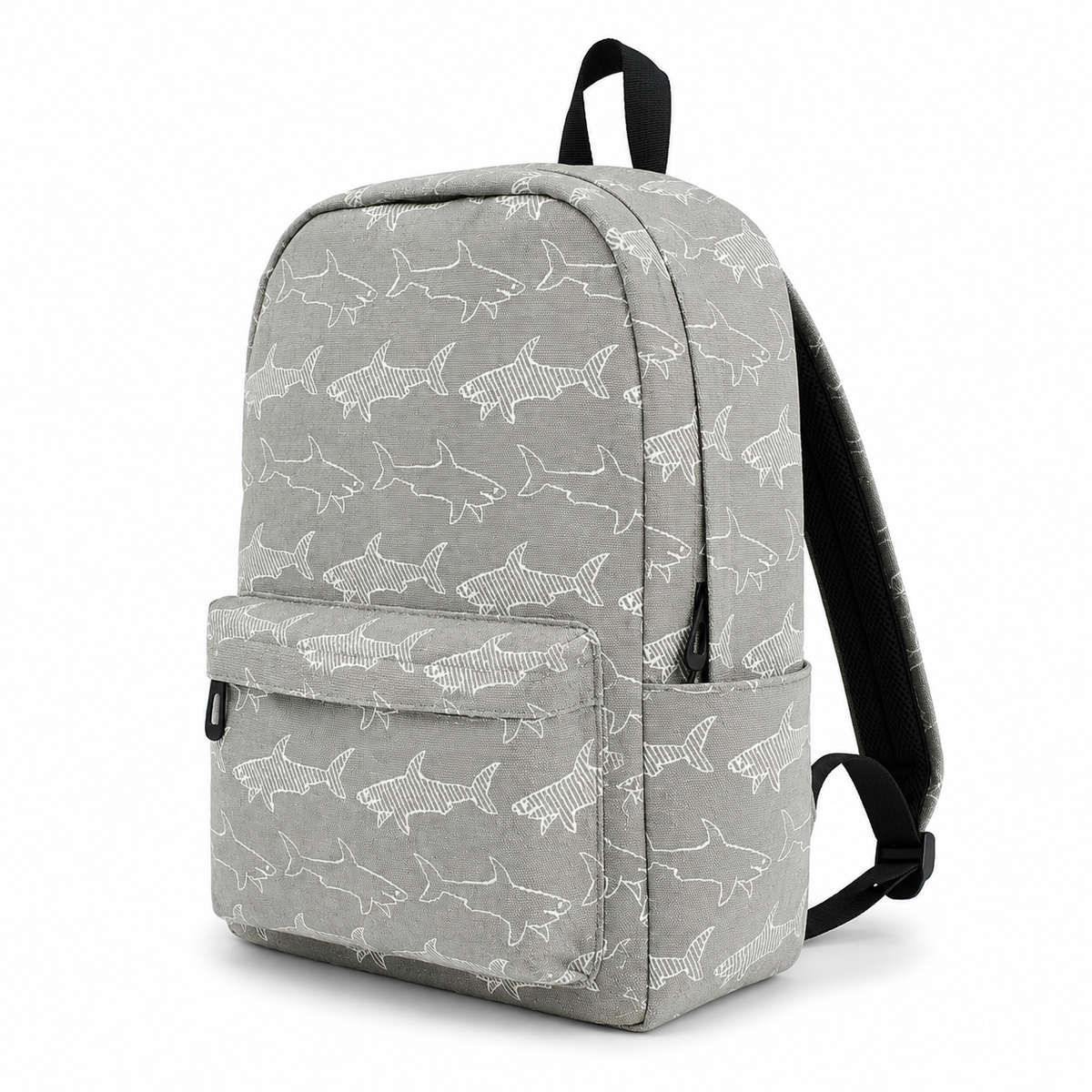 Great White Shark backpack shown from a 45-degree angle