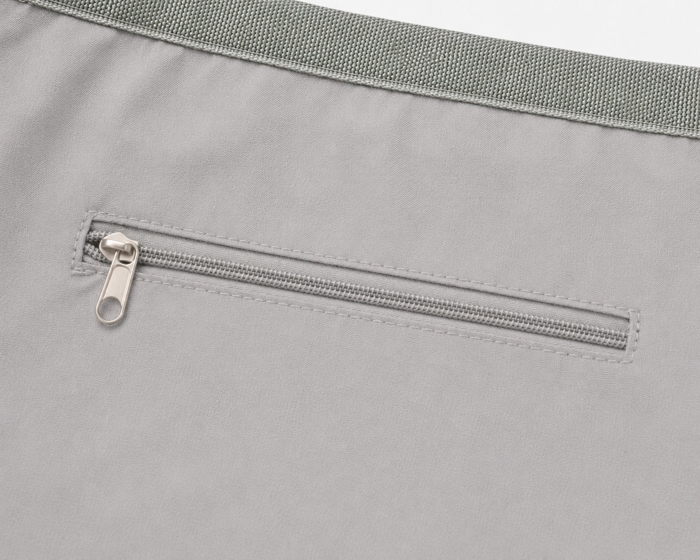 Interior zippered pocket inside the Great White Shark Drawstring Bag