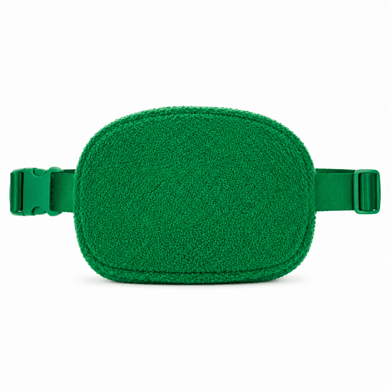 Back view of the Green Fleece Belt Bag with adjustable green strap