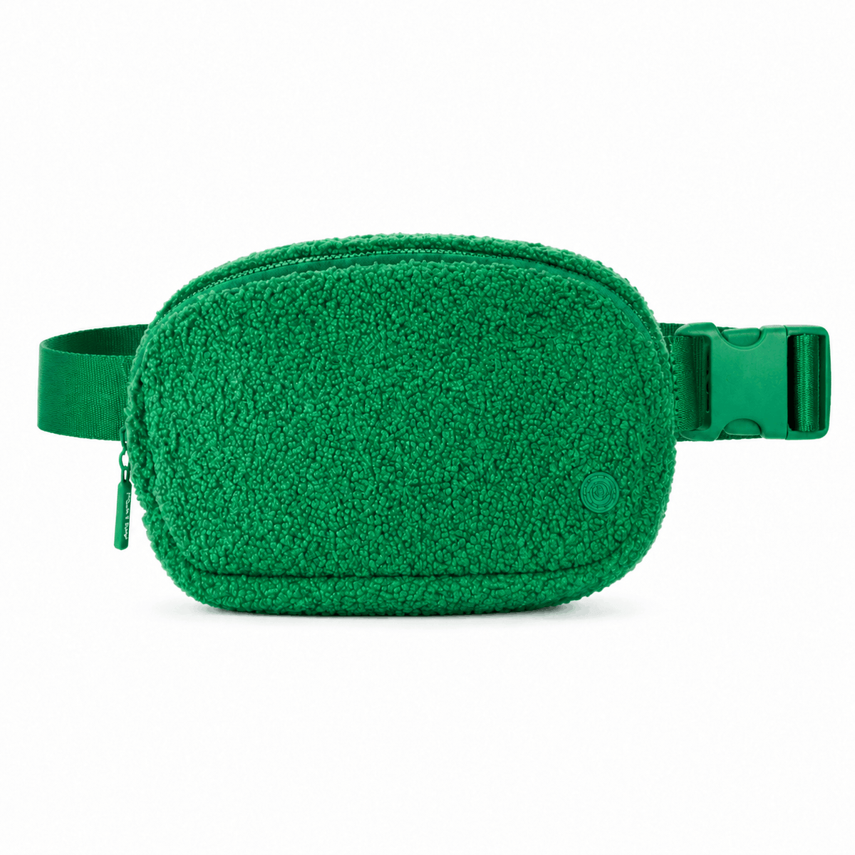 Green Fleece Belt Bag with matching green strap and zipper