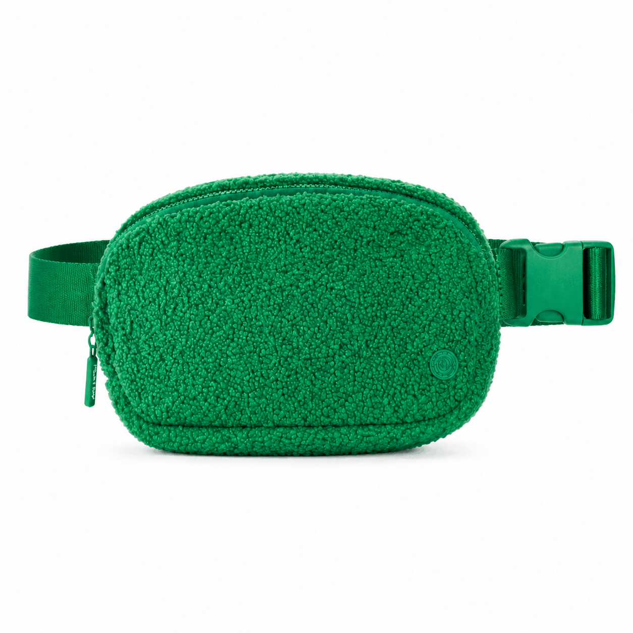 Green Fleece Belt Bag with matching green strap and zipper