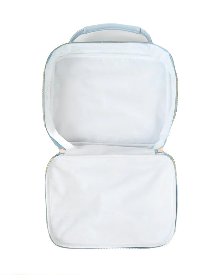 Open Multicolor Confetti Insulated Lunchbox showing its single white insulated interior compartment.