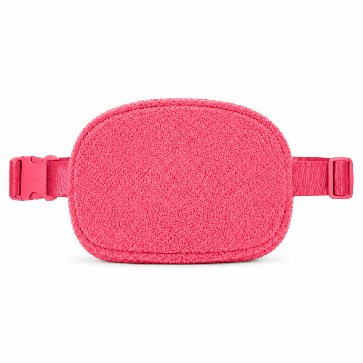 Back view of the Pink Fleece Belt Bag with adjustable pink strap