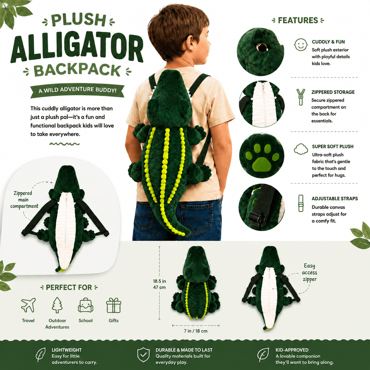 Plush Alligator Mini Backpack