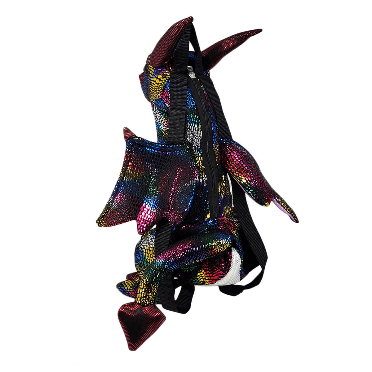 Plush Rainbow Dragon Mini Backpack, Back | Pakapalooza
