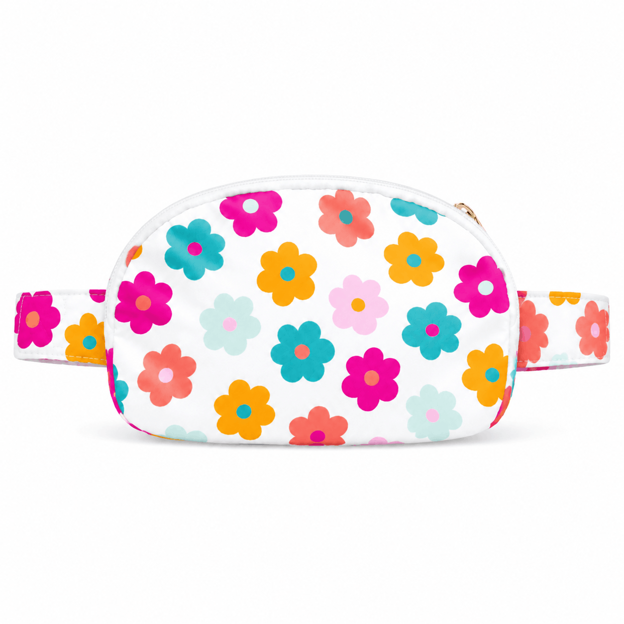 Back view of the Retro Floral Belt Bag with matching printed strap
