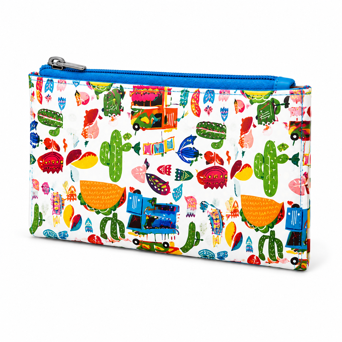 Angled view of the Taco Fiesta Coin Wallet with vibrant taco and fiesta-themed design.