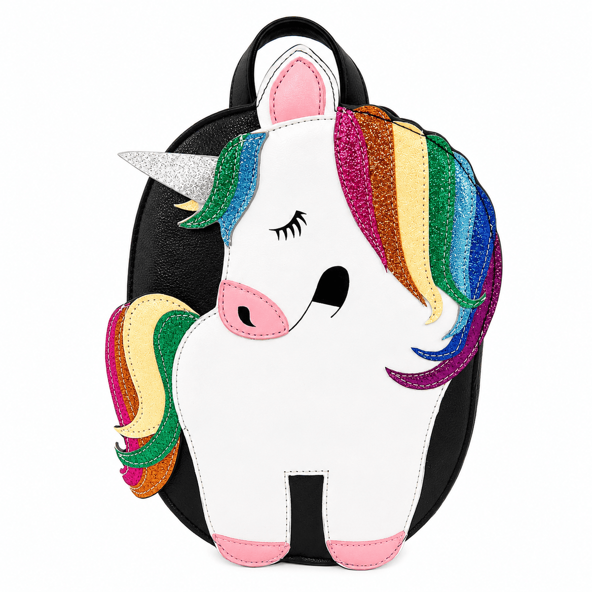 glitter unicorn mini backpack Black Zipper closure Wonder Nation Mini Backpack Keychain