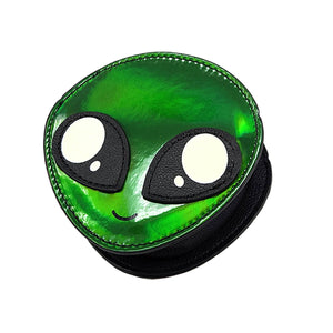 Alien Face Mini Wristlet, Green, Angle | Pakapalooza