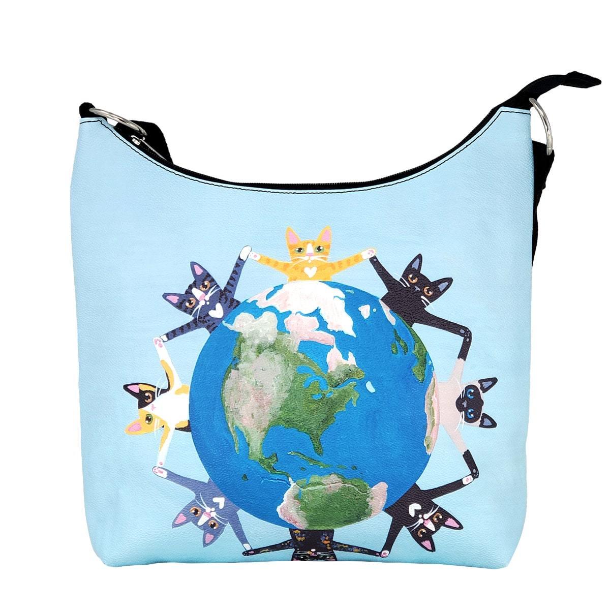 Cat World Shoulder Bag, Front | Pakapalooza