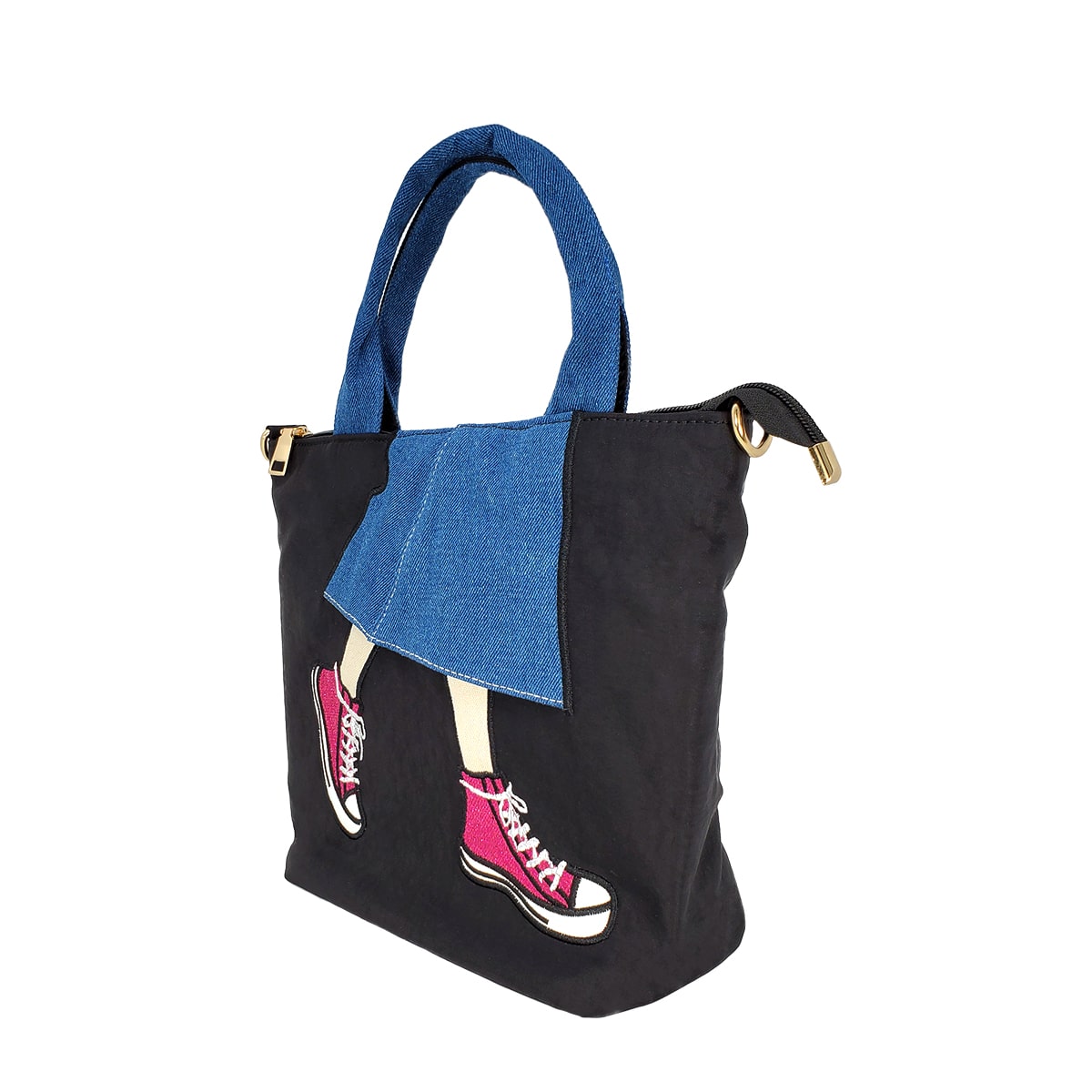 Denim Skirt Tote Bag, Side Black | Pakapalooza