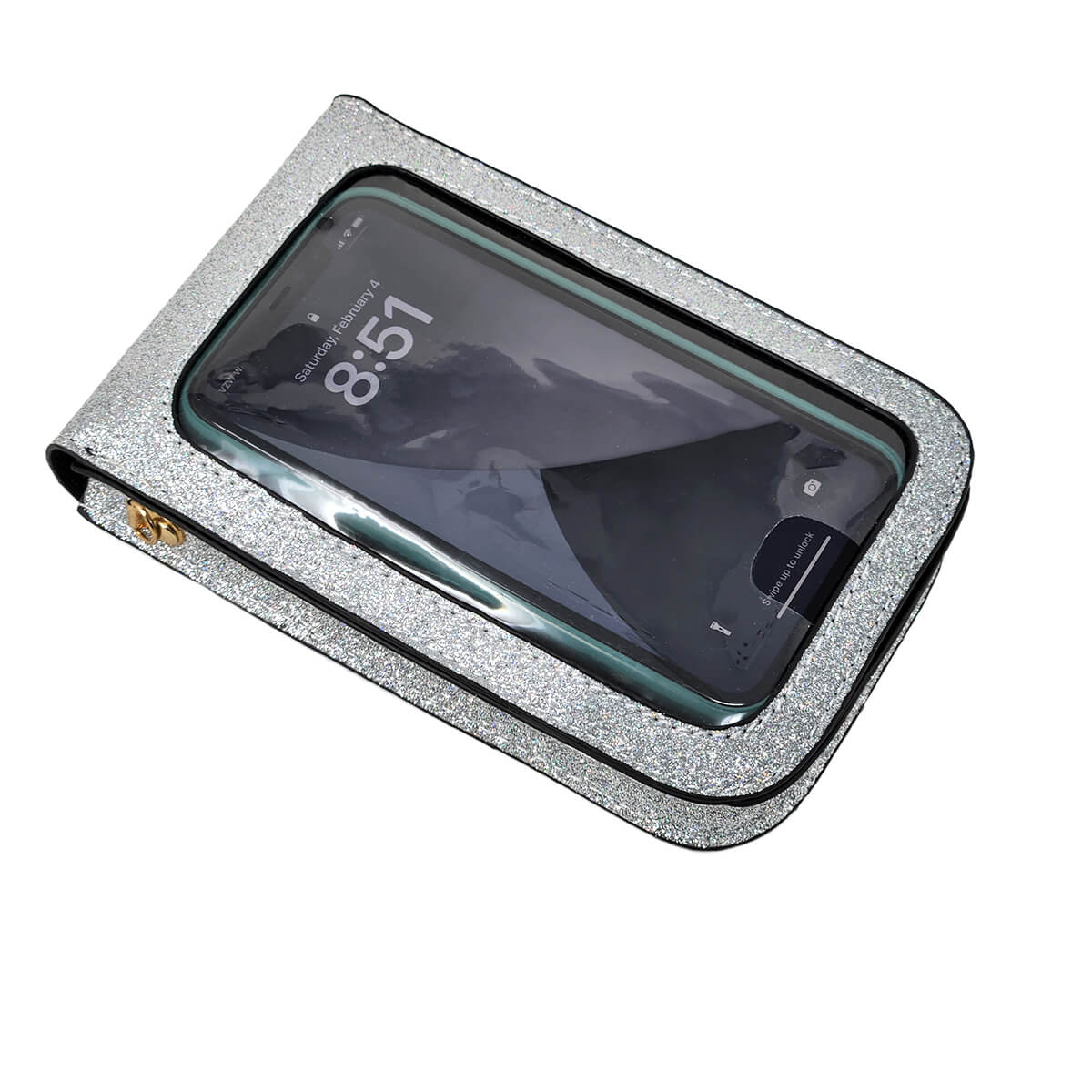 Phone Crossbody Bag, Side, Silver | Pakapalooza